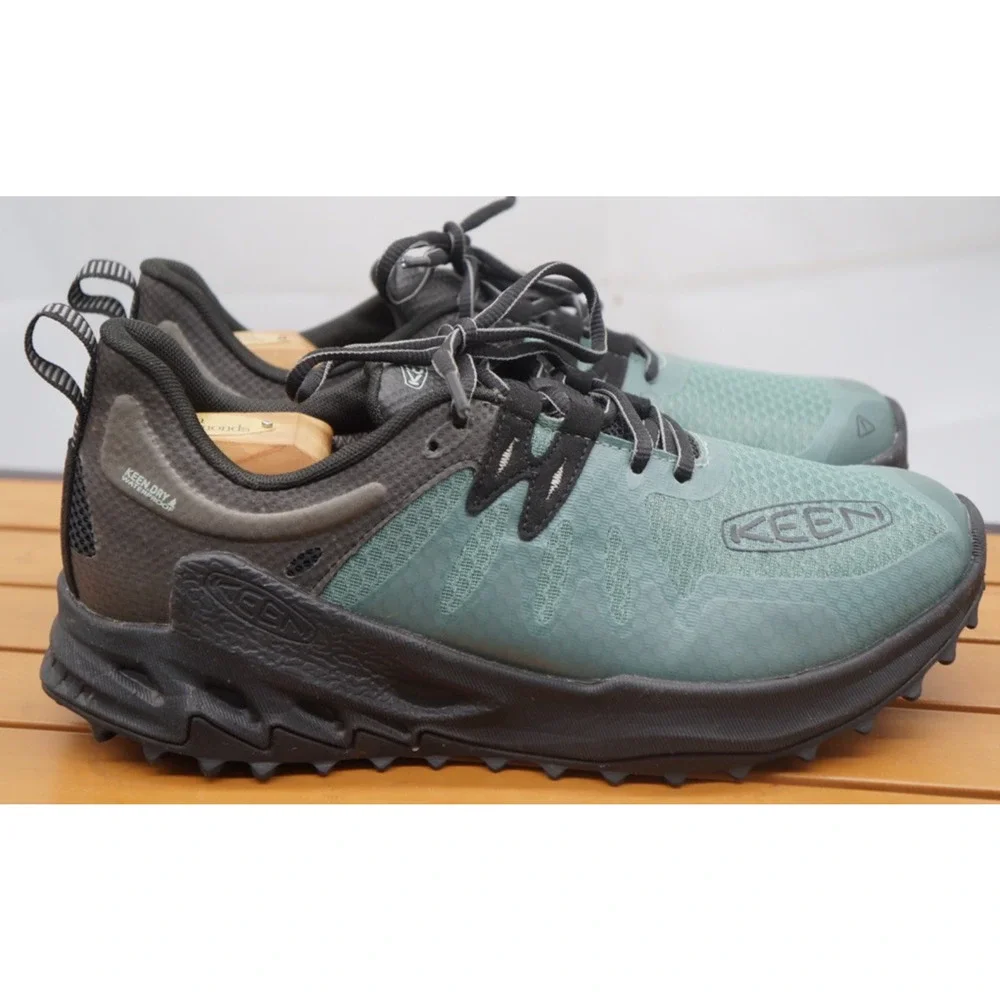 Keen Zionic Waterproof Hiking Outdoor Shoes 9 Green Black Lace Up Trail Men’s